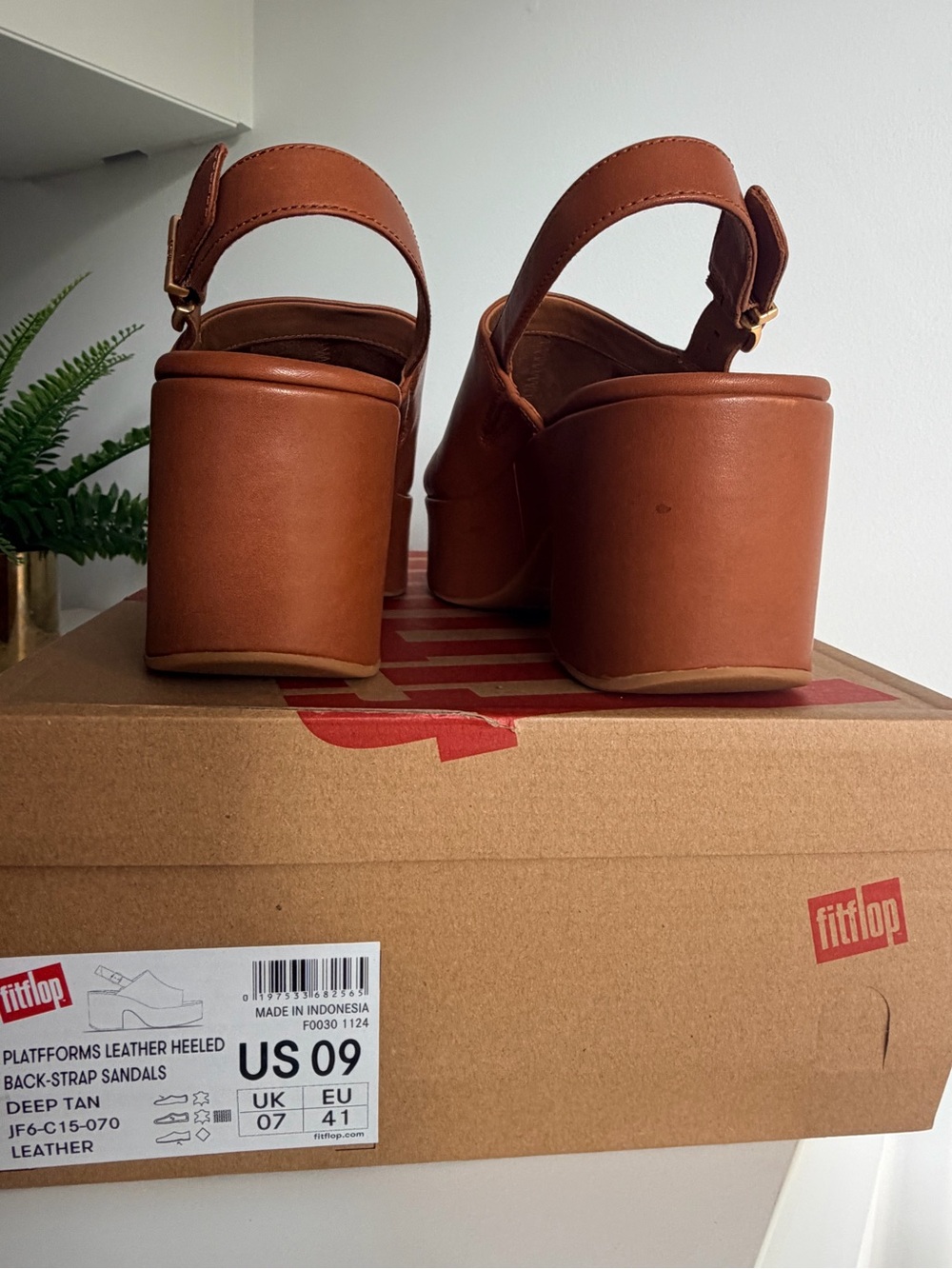 Fitflop PLATFFORMS Leather Heeled Back-Strap Sandals - size 9 Brown - Picture 5 of 6